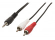 Redukční stereo audio kabel s jackem, zástrčka 3,5 mm - 2× zástrčka RCA, 3,00 m, černý